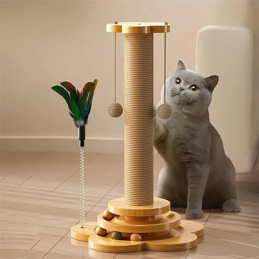 Pet Scratching Post With Hanging Balls