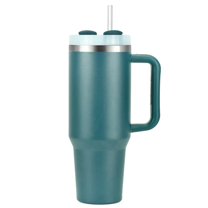 Stainless Steel Colorful Tumbler with Handle and Straw