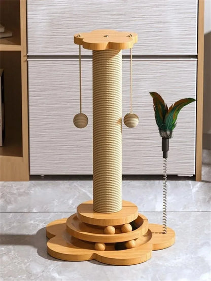 Pet Scratching Post With Hanging Balls