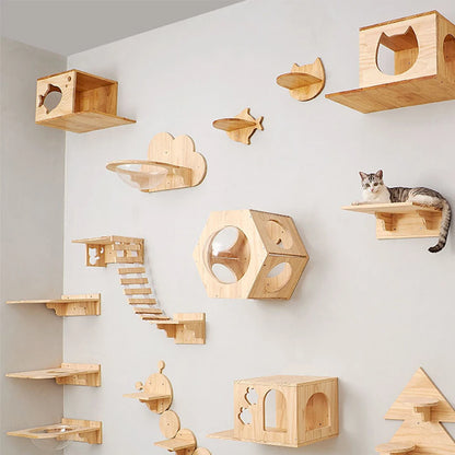 Cat Wall Mounted Clmbing Shelf With Scratching Post