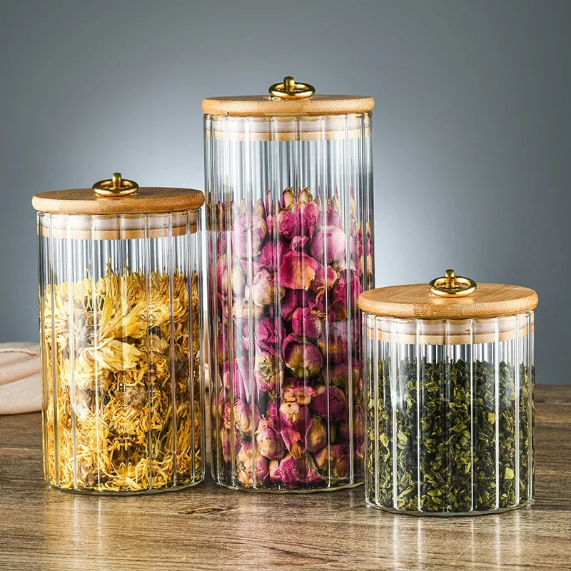 Luxury Glass Food Jar with Sealed Bamboo Lid