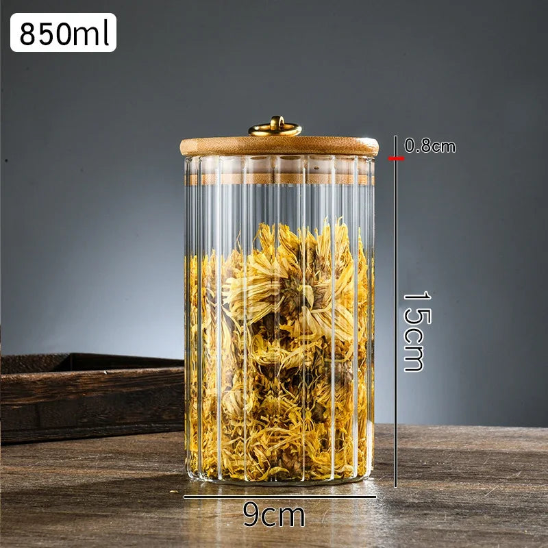 Luxury Glass Food Jar with Sealed Bamboo Lid