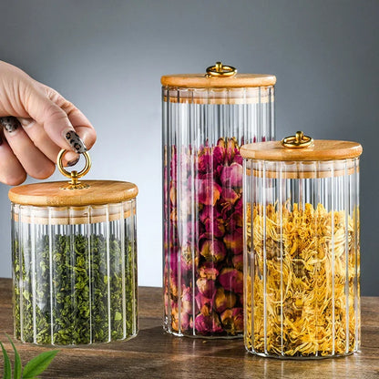 Luxury Glass Food Jar with Sealed Bamboo Lid