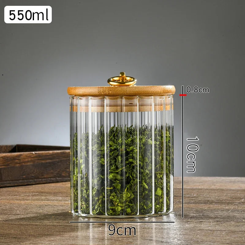 Luxury Glass Food Jar with Sealed Bamboo Lid