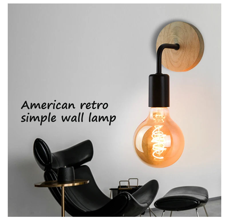 Retro Wood Wall Lamp