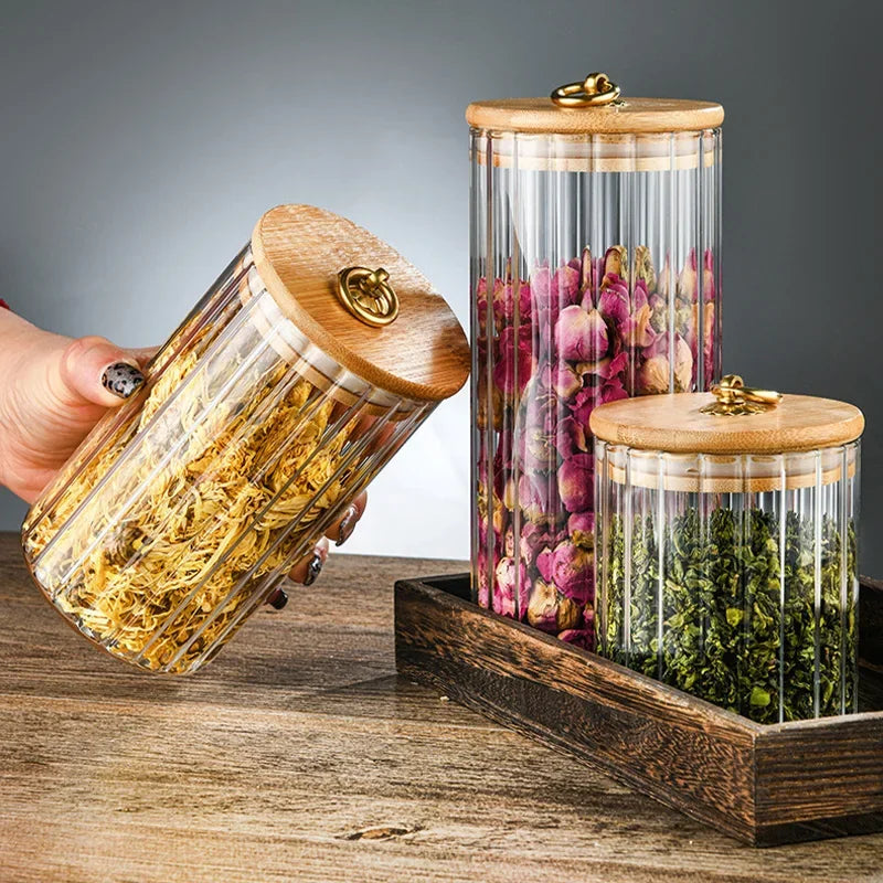 Luxury Glass Food Jar with Sealed Bamboo Lid