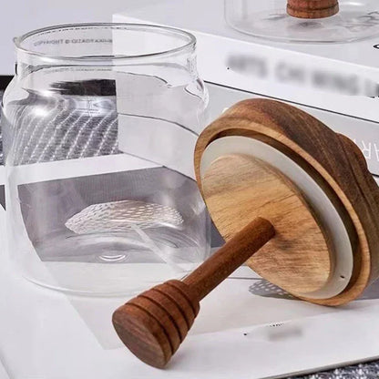 Glass Honey Jar with Wooden Lid