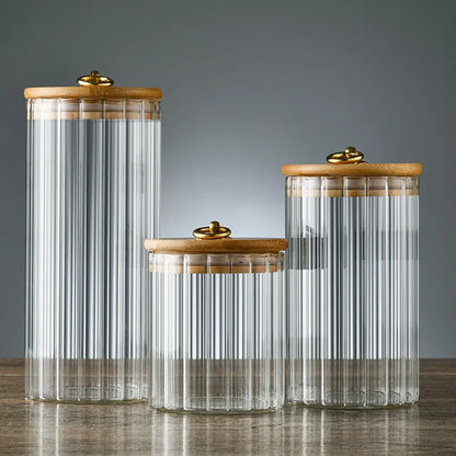 Luxury Glass Food Jar with Sealed Bamboo Lid