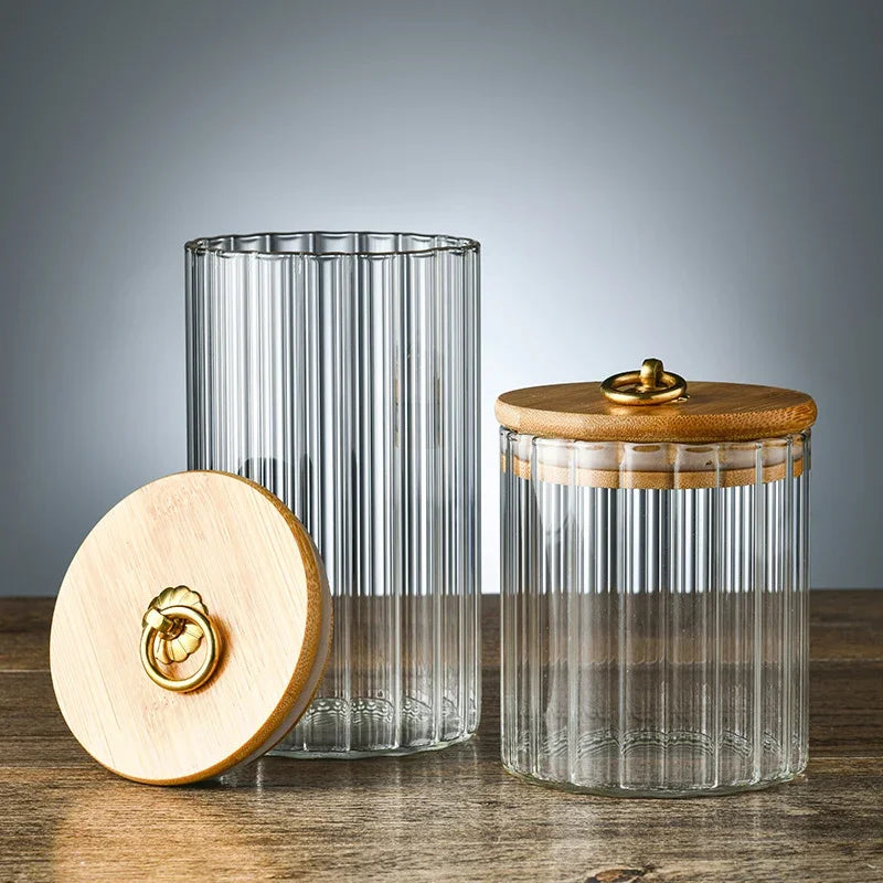 Luxury Glass Food Jar with Sealed Bamboo Lid